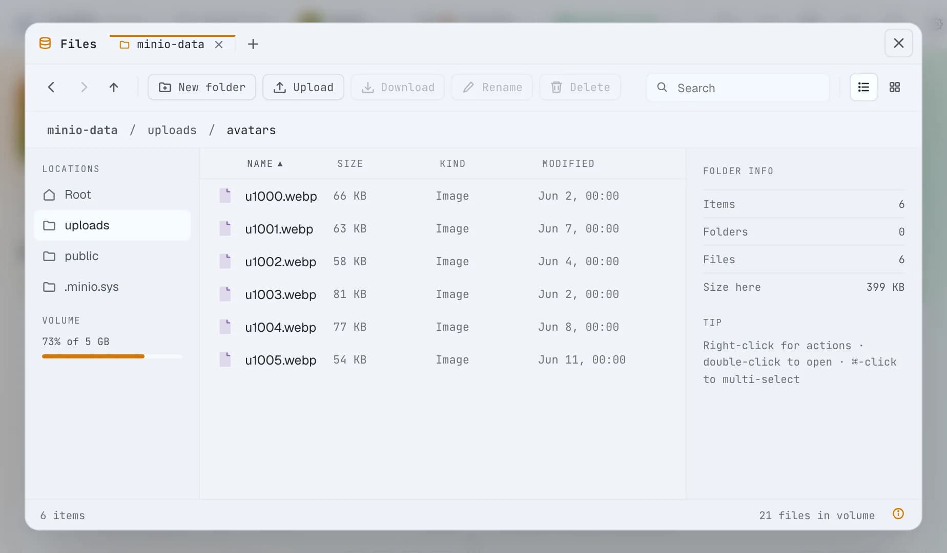Cloady Archivos · explorando un volumen